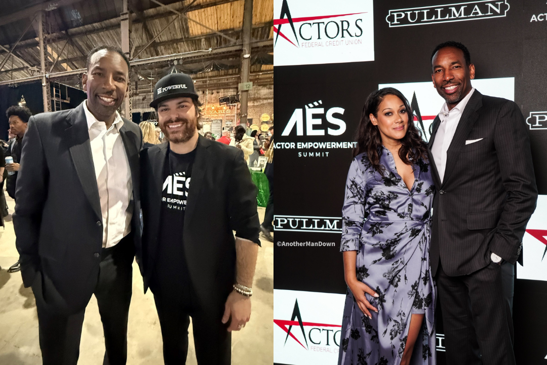 Left Photo: Andre Dickens, Mayor of Atlanta (L) and Michael A. Dean, Co-Founder of Actor Empowerment Summit (R).  Right Photo: Cynthia Kaye McWilliams, Actress and Keynote Speaker (L) and Andre Dickens, Mayor of Atlanta (R).
